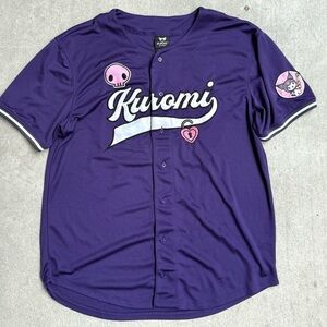 Kuromi Purple Men’s Hello Kitty Anime Baseball Jersey L 23x29